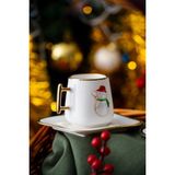 Çırpan Ev Noel Kardan Adam 2 Kişilik Türk Kahvesi Fincanı - Beyaz - Kırmızı - Yeşil