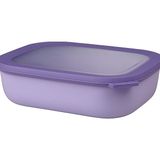 Cirqula Çok Amaçlı Kase Dikdörtgen Nordic Lilac – 2000 ml – Stok Kutusu, Buzdolabı Kutusu, Derin Dondurucu, Mikrodalga Fırın Kabı ve Kapaklı Servis Kasesi Olarak Kullanılabilir