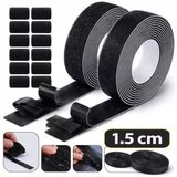 Cırt Bant 1.5 cm – 5 Metre Siyah Hook & Loop – Güçlü Tutuculuk – Tekstil, Kablo Düzenleme, Ev & Ofis Kullanımı (siyah) (ürünün arkası yapışkanlı değildir)- (dişi ve erkek ayrı ayrı yollanmaktadır)