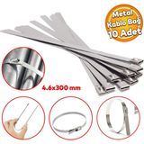 Cırt Kelepçe Metal Paslanmaz Çelik Kablo Zip Bağı Çok Amaçlı Bağlama 4.6X300 10 Adet