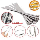 Cirt Kelepce Metal Paslanmaz Celik Kablo Zip Bagi Cok Amacli Baglama 4.6X360 10 Adet