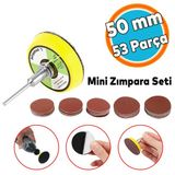 Cırt Zımpara Seti 50 Mm Pimli Mini 53'Lü Set Taban Matkap Uyumlu 80 120 320 600 800 Kum Karışık Grit