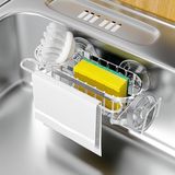 Cisily Lavaboda Mutfak Lavabo Caddy Sünger Tutucu, Paslanmaz Çelik Evye Düzenleyici, Fırça Tutucu, Bulaşık Bezi Askısı, 2 Kurulum Yollu Lavabo Durdurucu Tutucu (ve Yapıştırıcılar