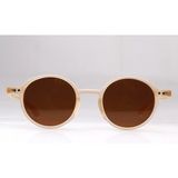 Cısse Eyewear CS23116 Kadın Güneş Gözlüğü Kemik Renk Yuvarlak Çerçeve Kahverengi Cam UV400 - Krem