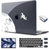 CISSOOK MacBook Air 13,6 inç 2022 2024 2025 Yayın Modeli A2681 M2 A3113 M3 Astronot ile Uyumlu Kılıf, MacBook Air 13,6 inç, Astronot için Klavye Kapaklı Şeffaf Siyah Uzay Sert Kabuk