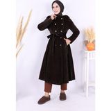 Çıt Çıt Düğme Detay Kaban 70035 Koyu Kahve - 48