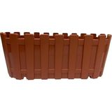Çit Desenli Balkon Saksısı, Terracotta Rengi, Dikdörtgen, Çiçeklik Toprak Rengi 28X12