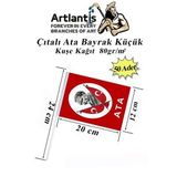 Citali Ata Bayrak Kagit 20X12 Cm 50 Adet Atali Bayrak Citali Sopali Kucuk Bayrak Plastik Cubuklu Bayrak