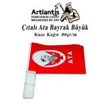 Citali Ata Bayrak Kagit 21X29 Cm 10 Adet Atali Bayrak Citali Sopali Buyuk Bayrak Plastik Cubuklu Bayrak