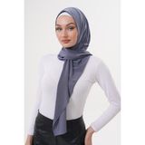 Çıtçıtlı Büzgülü Tesettür Şal - Açık Gri - Standart