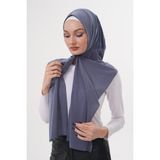 Çıtçıtlı Büzgülü Tesettür Şal - Koyu Gri - Standart