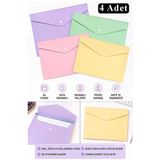 Çıtçıtlı Dosya 4 Renk Pastel A4 1 Paket Dosy Plastik Renkli Zarf Dosya Çıt Çıtlı Dosya Ödev Evrak Belge Saklama
