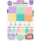 Çıtçıtlı Dosya 6 Renk Pastel A4 1 Paket Dosy Plastik Renkli Zarf Dosya Çıt Çıtlı Dosya Ödev Evrak Belge Saklama