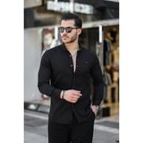 Çıtçıtlı Slim Fit Kot Gömlek - Siyah