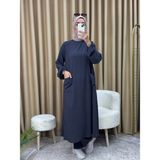 Çıtçıtlı Tunik Pantolon Takım - Antrasit - 44 - 46