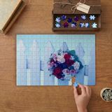 Çite Asılmış Çiçek Buketi Tasarımı 240 Parça Ahşap Puzzle Ahşap Kutuda MP00205