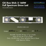 Citi 3 Duo Stick 160W Full Spectrum Grow LED Lamba - Beyaz
