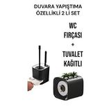 Citim 2 Li Set-kendinden Yapışkanlı Tuvalet Kağıdı Wc Kağıt Asacağı Ve Banyo Lavabo Wc Temizleme Fırçası Siyah