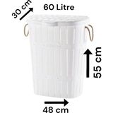Citim Elite Bambu Halatlı Kirli Çamaşır Sepeti 60 Litre Kanvas Malzeme ile Tekerlekli ve Sabit Kapaklı