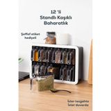 Citim Kendinden Yapışkanlı 12LI Baharatlık Takımı - Siyah-Beyaz Plastik Malzeme ile 3,6 lt Hacim