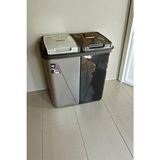 Citim Mega Duo İki Bölmeli Kirli Çamaşır Sepeti Plastik 90 Lt Renkliler ve Beyazlar İçin - Gri - 60 x 40