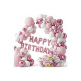 ÇITIPITISTORE 83 Parça Pembe Happy Birthday Parti Seti, Balon ve Süslemeler
