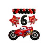 ÇITIPITISTORE Araba Temalı Teker Folyo Doğum Günü Parti Kutlama Yaş Balon Seti, 6 Yaş