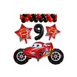 ÇITIPITISTORE Araba Temalı Teker Folyo Doğum Günü Parti Kutlama Yaş Balon Seti, 9 Yaş