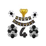ÇITIPITISTORE Futbol Temalı Doğum Günü Yaş Kutlama Parti Seti, Siyah Beyaz, 4 Yaş