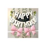 ÇITIPITISTORE Happy Birthday Beyaz Folyo Pembe Fiyonk Set, Parti Doğum Günü Kutlama Seti