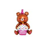 ÇITIPITISTORE Happy Birthday Pastalı Ayı Folyo Balon, Çocuk Partisi