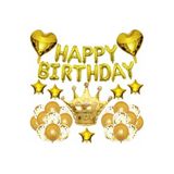 Çıtıpıtıstore Lüks Kral Taçlı Happy Bırthday Doğum Günü Balon Set, GOLD