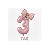 ÇITIPITISTORE Pembe Rakam 3 Fiyonk Folyo Balon, 2'li Paket, Parti ve Kutlama Dekorasyonu