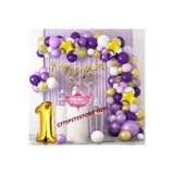 Çıtıpıtıstore Prenses 1 Yaş Macaron Mor Yıldızlı Balon Zinciri Seti