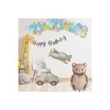 ÇITIPITISTORE Retro Doğum Günü Seti, Uçak, Araba, Ayıcık Figürleri ve 20 Adet Lateks Balon