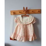 Çıtır Çiçek Desenli Vintage Astarlı ve Tütülü Kız Bebek Elbisesi - Pembe - 18 - 24 Ay