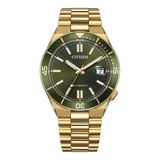 Citizen Gts Mechanical Nj0232-53x Altın Rengi Yeşil Çelik Erkek Kol Saati