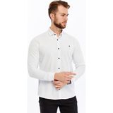 Citra Likra Karışımlı Düz Gabardin Kot Kumaş Uzun Kollu Erkek Gömlek - Beyaz - XL