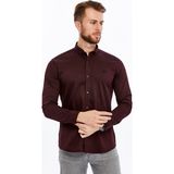 Citra Likra Karışımlı Düz Gabardin Kot Kumaş Uzun Kollu Erkek Gömlek - Bordo - XL