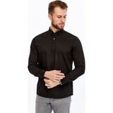 Citra Likra Karışımlı Düz Gabardin Kot Kumaş Uzun Kollu Erkek Gömlek - Siyah - XL