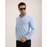 Citra Likralı Dabıl Kumaş Rahat Kesim Günlük Erkek Gömlek - Buz Mavisi - 2XL
