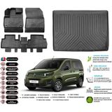 Citroen Berlingo 2019 Sonrası Seperatörlü Bagaj Havuzu+3d Araca Özel Paspas Takımı Birebir Uyumlu - Siyah