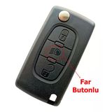 Citroen Berlingo C3 C4 C5 Uyumlu 3 Tuşlu Kumanda Anahtar Kabı Oto Anahtarlık Pil Yataklı Logolu