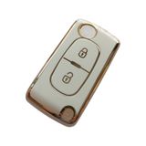 Citroen Berlingo C3 C4 C5 Uyumlu Kumanda Anahtar Kılıfı Beyaz Gold
