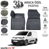 Citroen Berlingo Panelvan 2021 Model Tam Uyumlu Kokusuz 3D Havuzlu Paspas - Siyah