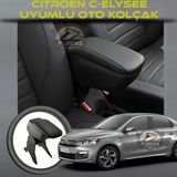 Citroen C-Elysée Uyumlu Kol Dayama ve Kolçak Sürgülü Bardaklıklı Ayarlanabilir Siyah Deri