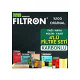 Citroen C-Elysee 1.6 Hdi E5 Filtron Filtre Bakım Seti 2013-2020 4lü Karbonlu
