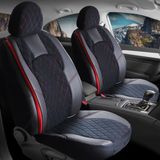 citroen C2 Uyumlu Yarı Deri Oto Koltuk Kılıfı Ön Arka Set Chester Serisi Siyah Kırmızı Fs - Siyah - Kırmızı