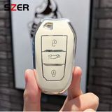Citroen C4X Sustasız Anahtar Kılıfı Beyaz-Gümüş - Şeffaf