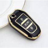 Citroen C4X Sustasız Anahtar Kılıfı Siyah-Gold - Şeffaf